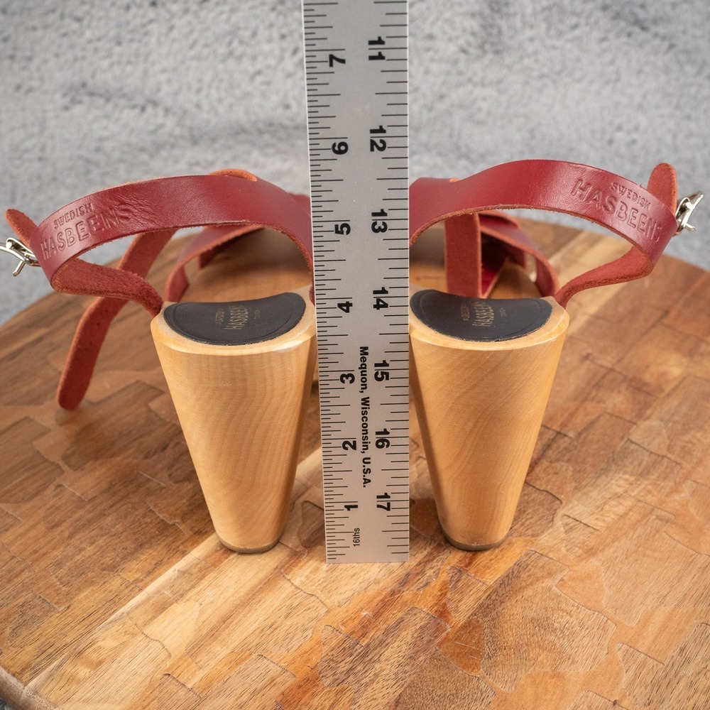 Swedish Hasbeens Kringlan Anthropologie Clog Sandals EU 36 US 6 Red EUC‼️ - Picture 5 of 7